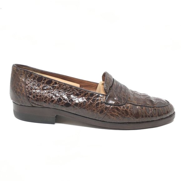 Bally Loafers Shoe Size 7.5/8.5 US Brown Crocodile